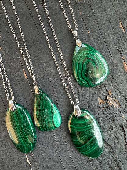 Malachite pendant necklaces