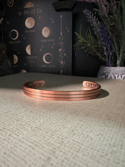 Double Black Line Magnetic Copper Bracelet