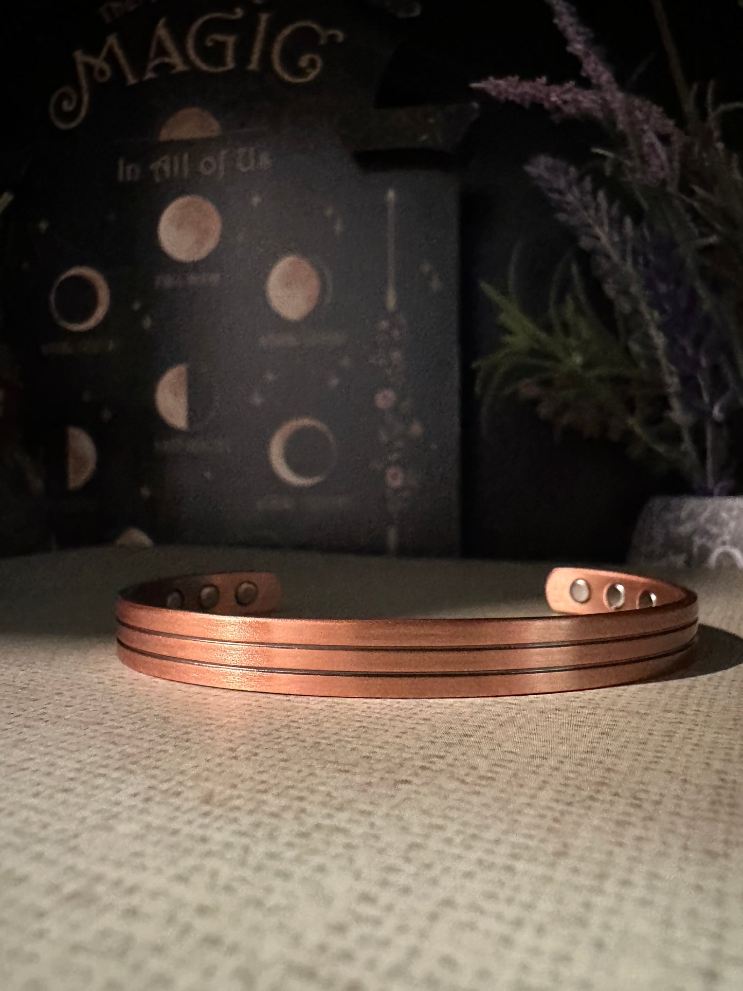 Double Black Line Magnetic Copper Bracelet