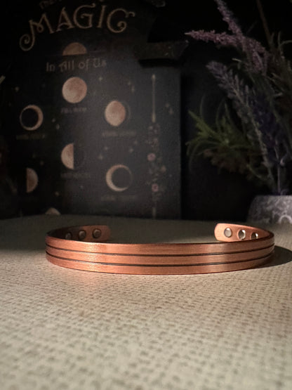 Double Black Line Magnetic Copper Bracelet