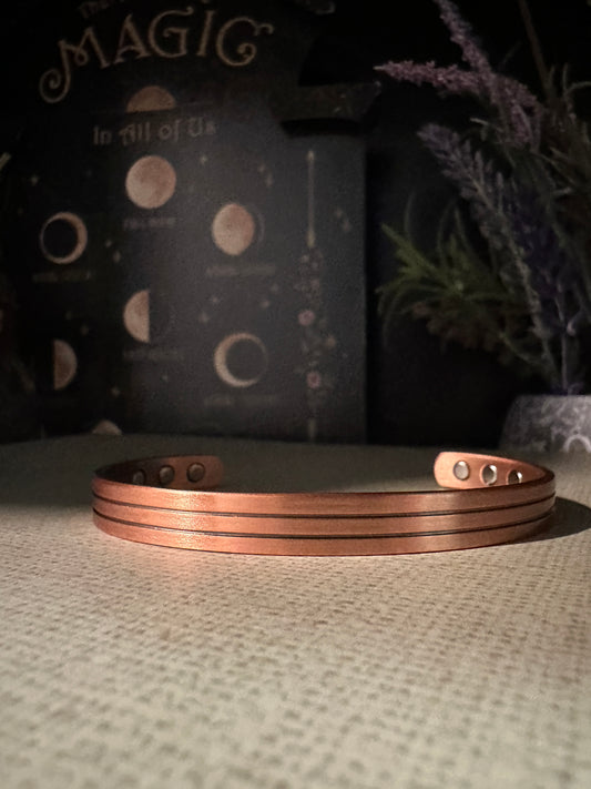 Double Black Line Magnetic Copper Bracelet