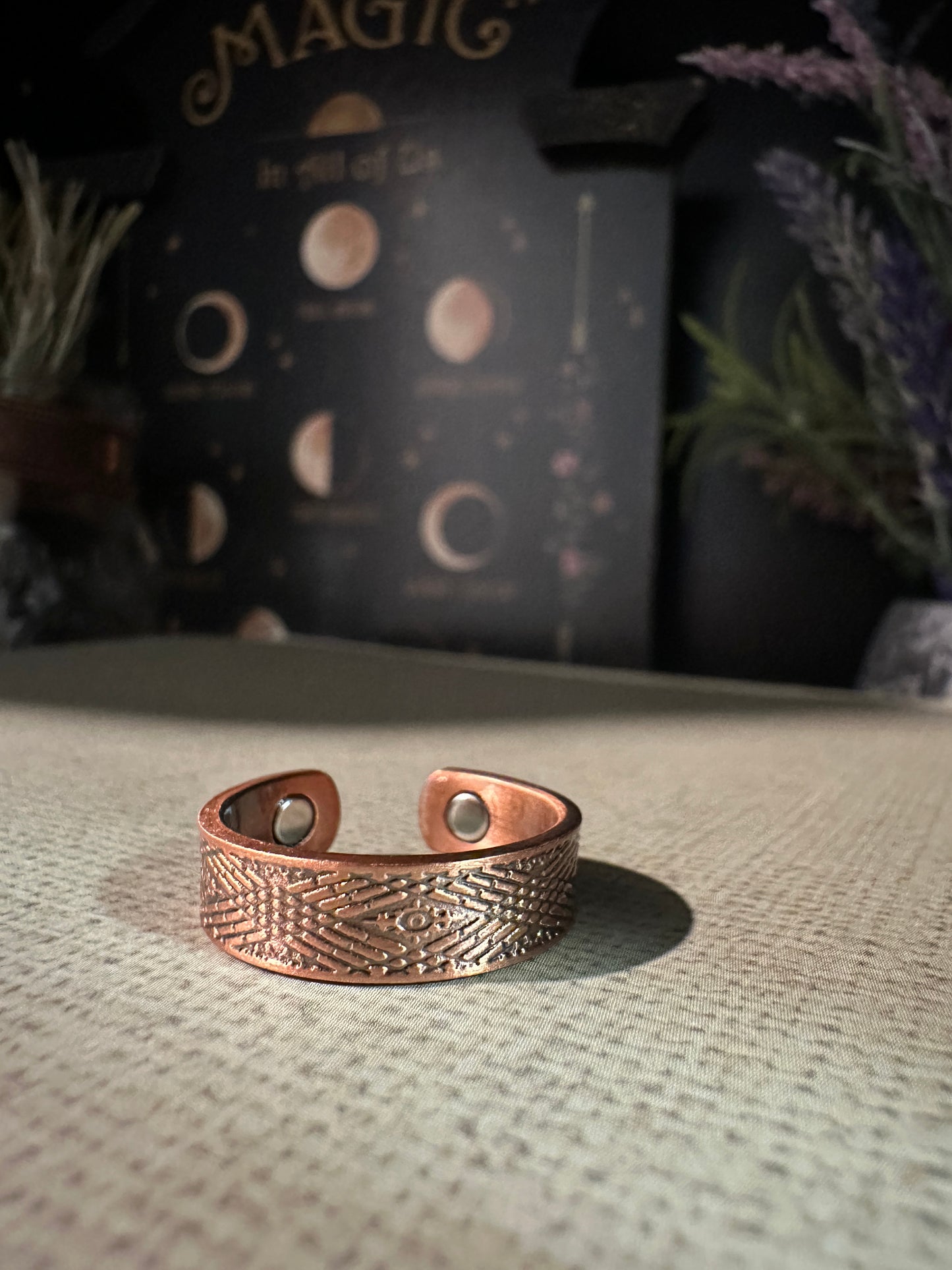 Evil Eye design magnetic copper ring