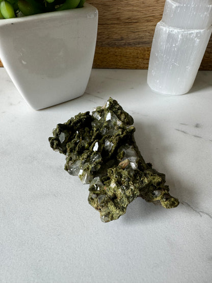 Forest Epidote and Quartz 91g