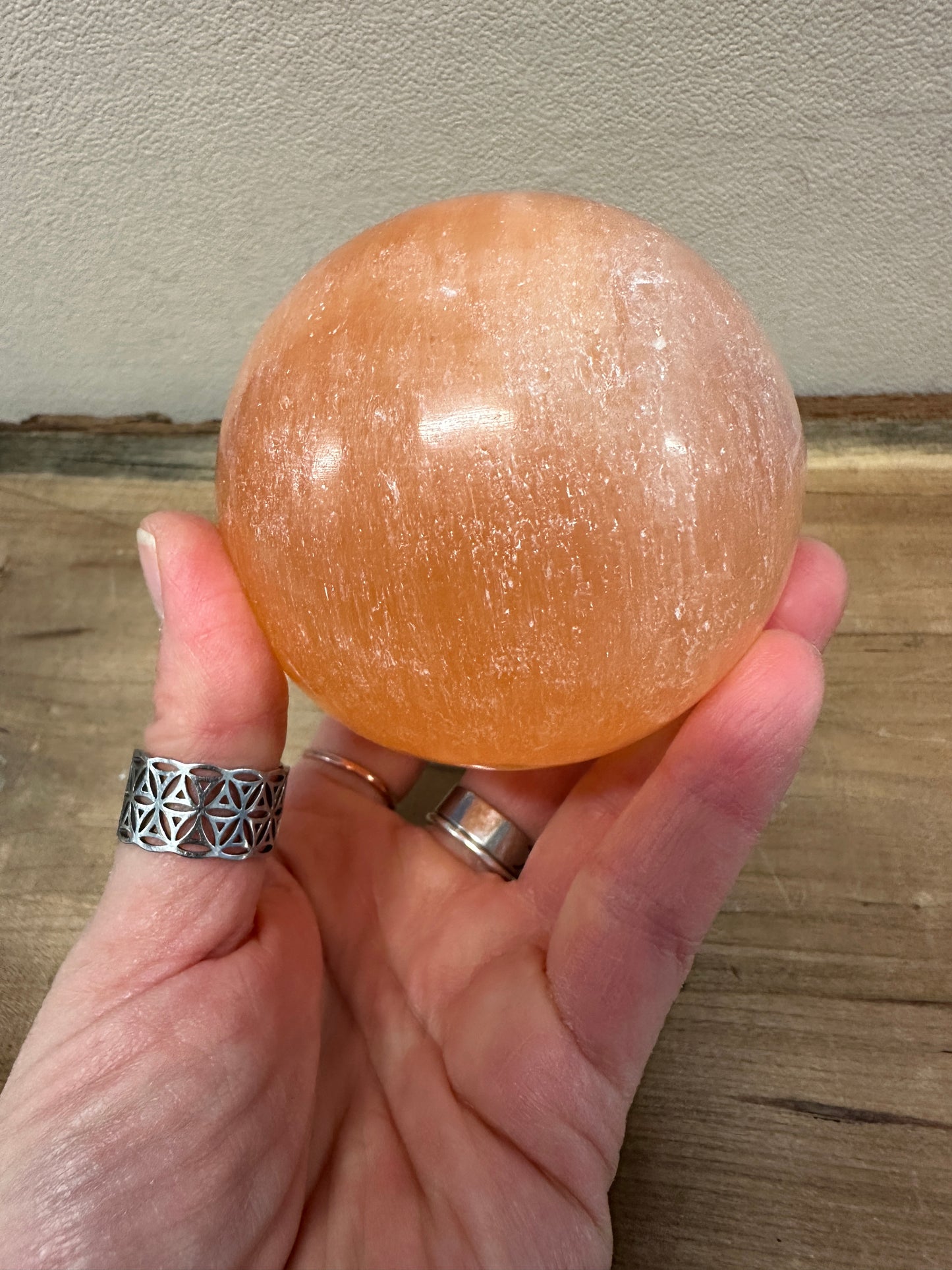 Peach Selenite Sphere